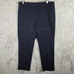 J. Jill Essential Cotton-Stretch Pull-On Pants, Dark Navy Blue